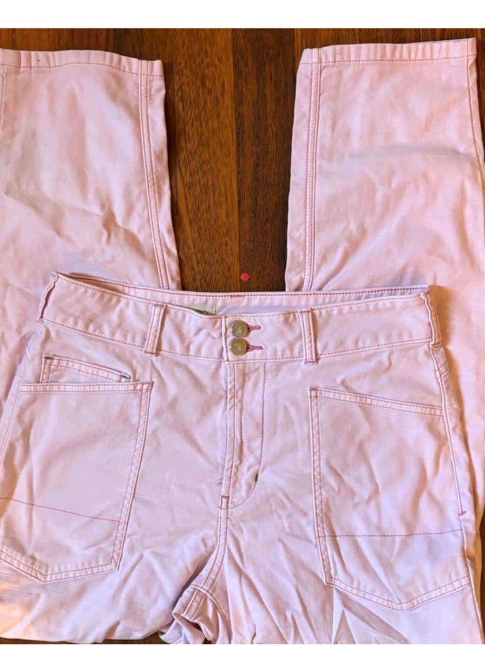 Anthropologie Cotton Candy Pink Straight-Leg Patch Pocket Pants